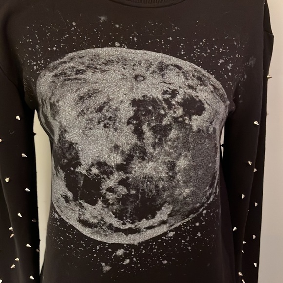 Forever 21 Studded Moon Sweater w/studs on sleeves.  Size small great condition - Picture 2 of 7